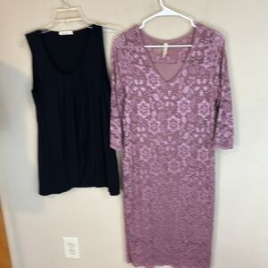 Bundle of Hello Miz Pink Lace Dress Large and Black Nursing Top Large